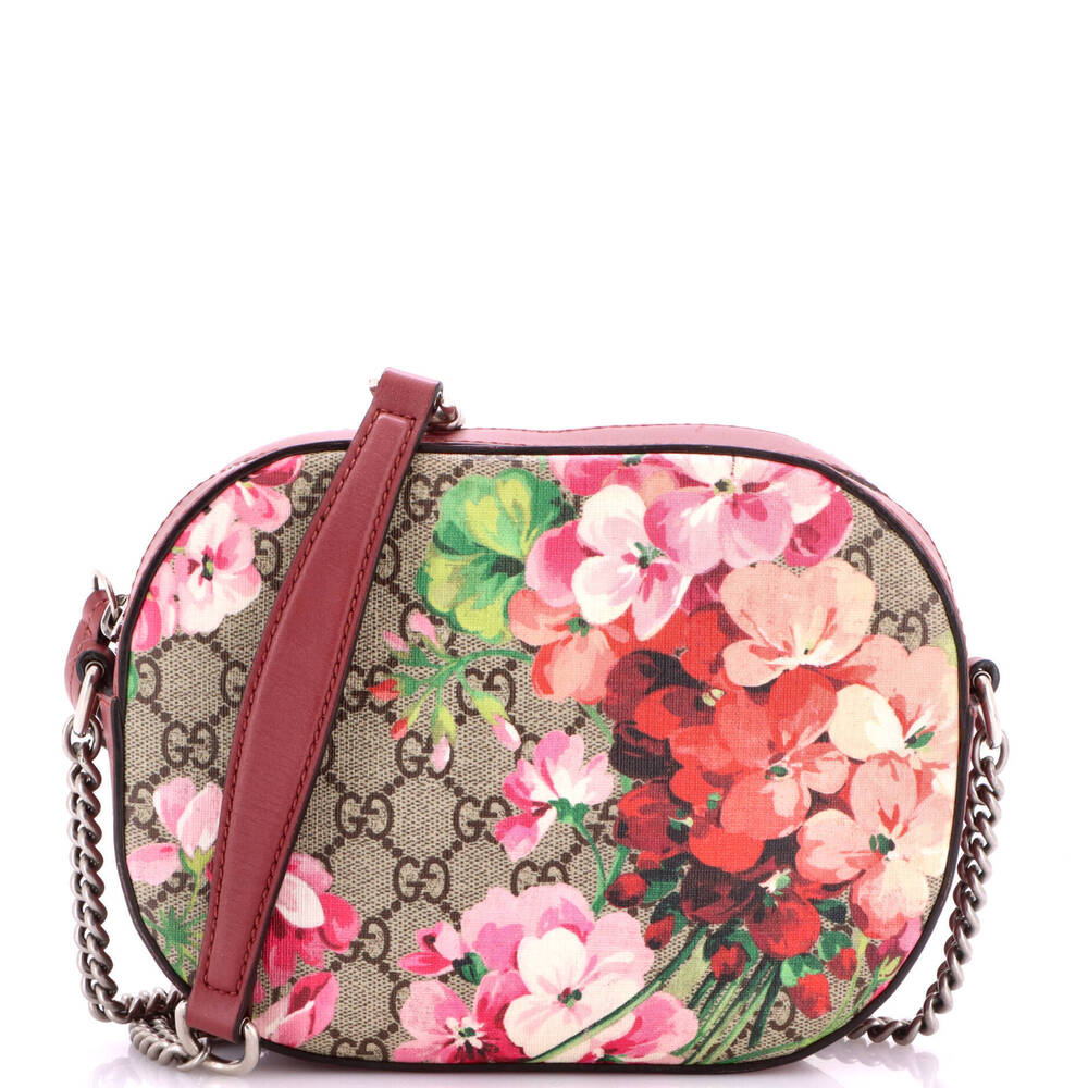 Gucci Mini Chain Crossbody Bag Blooms Print GG Coated Canvas